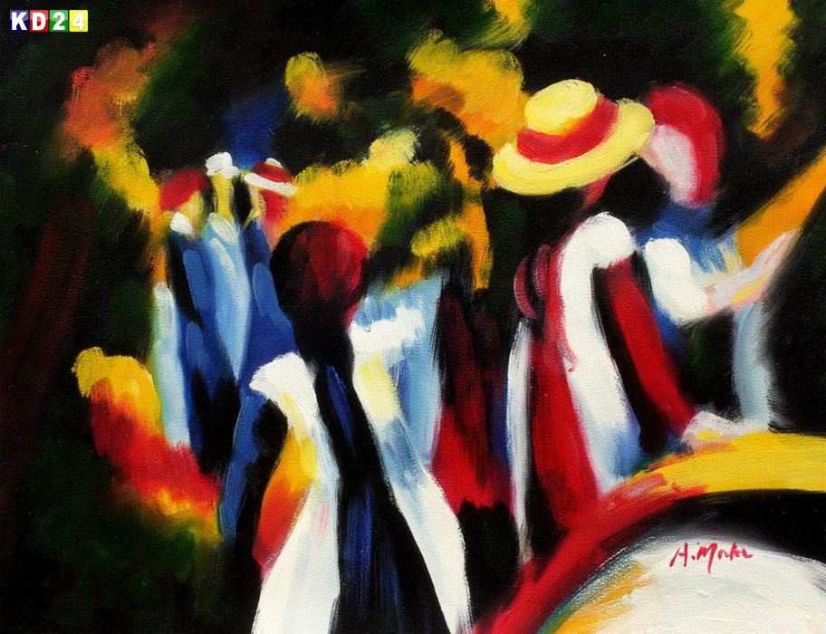 August Macke - Mädchen unter Bäumen a82989 30x40cm beeindruckendes Ölbild