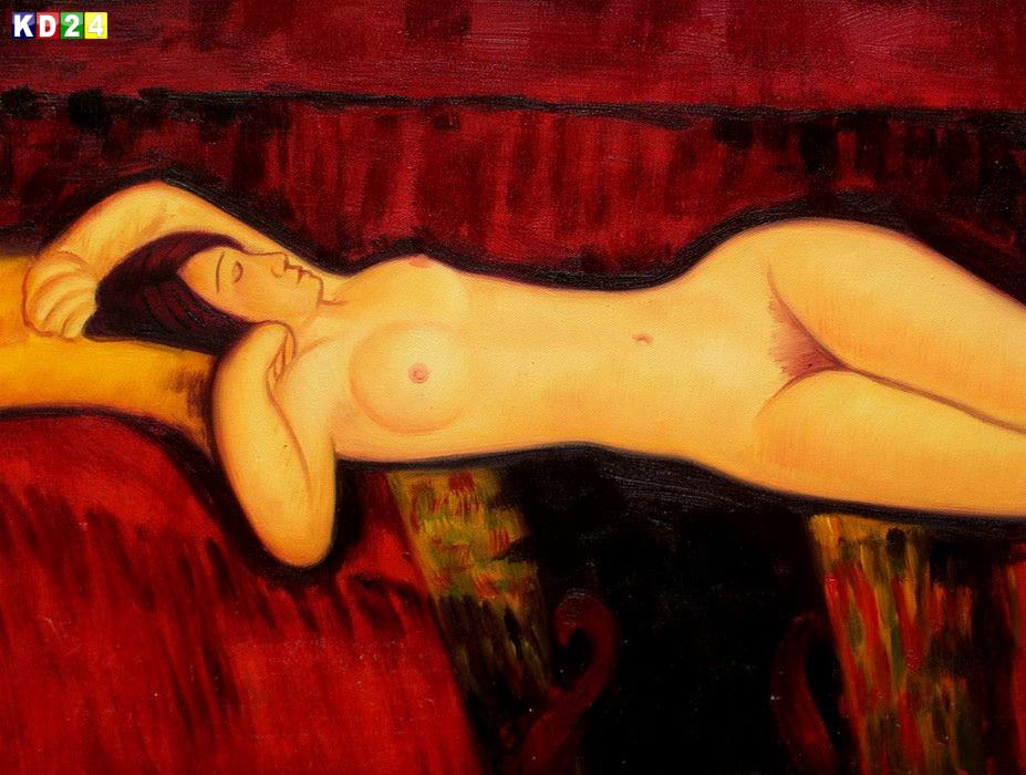 Amedeo Modigliani - Akt mit gelben Kissen a83011 30x40cm Ölbild handgemalt