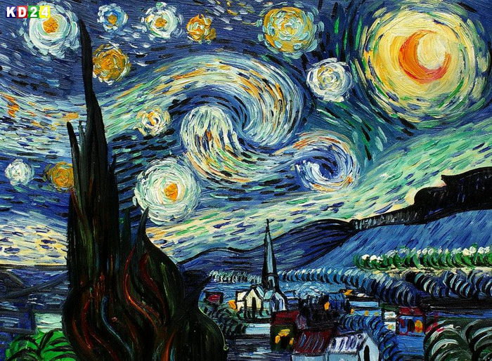 Vincent Van Gogh - Sternennacht a83042 30x40cm meisterhaftes Ölgemälde handgemalt