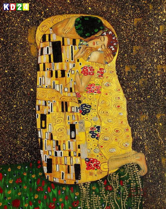 Gustav Klimt - Der Kuss b83061 40x50cm Jugendstil Ölgemälde handgemalt
