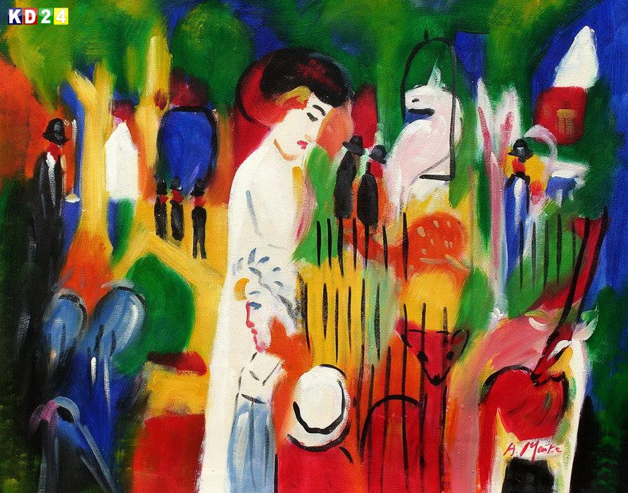 August Macke - Großer Zoologischer Garten b83092 40x50cm Ölbild handgemalt