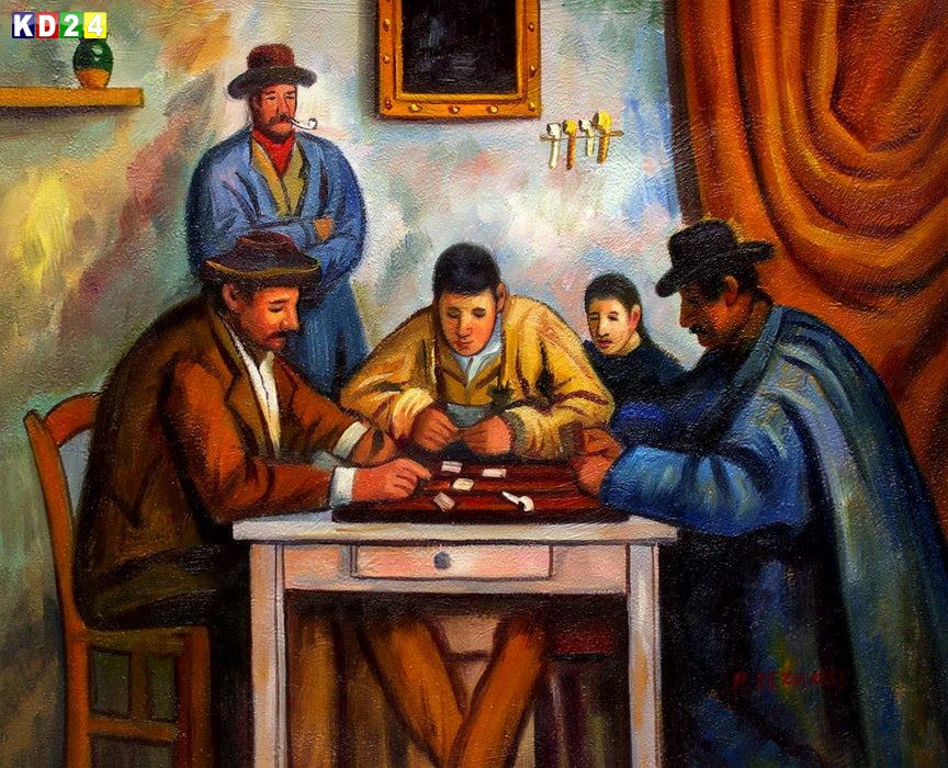 Paul Cezanne - Die Kartenspieler b83104 40x50cm exzellentes Ölgemälde handgemalt