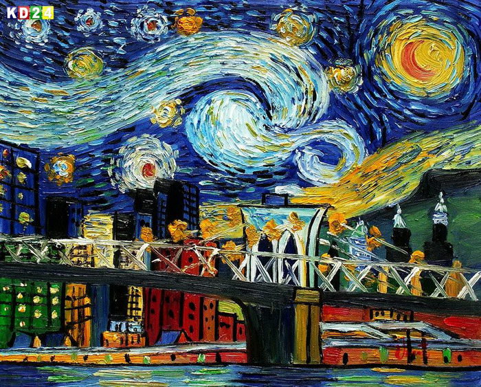Vincent Van Gogh - Homage New Yorker Sternennacht b83134 40x50cm exzellentes Ölgemälde handgemalt