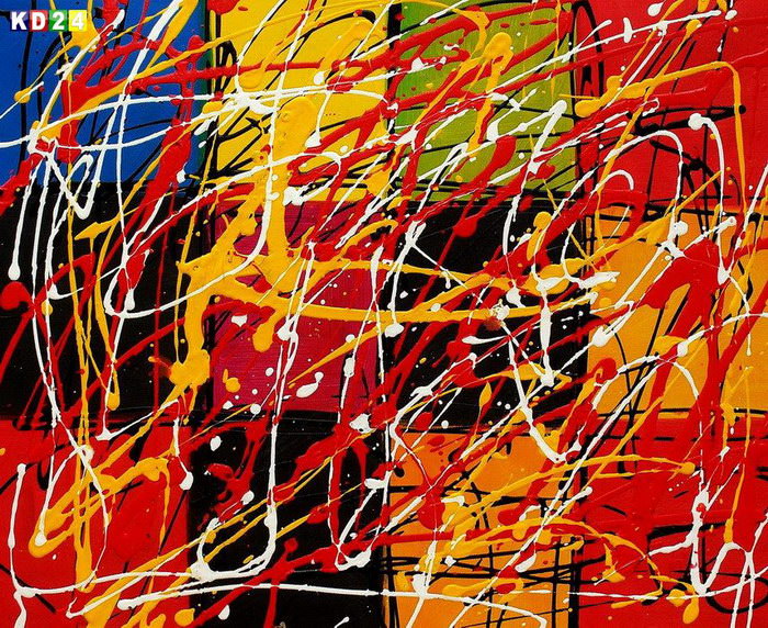 Homage of Pollock - Dripping over cubes c83178 50x60cm abstraktes Ölgemälde handgemalt