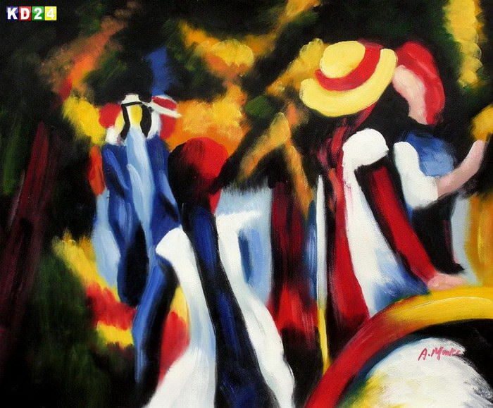 August Macke - Mädchen unter Bäumen c83184 50x60cm beeindruckendes Ölbild