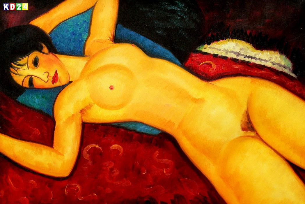 Amedeo Modigliani - Akt mit blauen Kissen d83246 60x90cm stilvolles Gemälde handgemalt