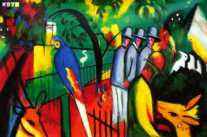 August Macke - Zoologischer Garten d83270 60x90cm exzellentes Ölgemälde handgemalt