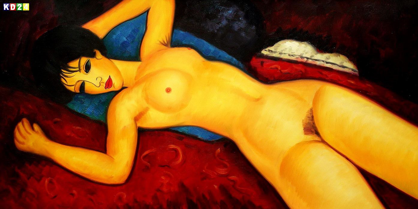 Amedeo Modigliani - Akt mit blauen Kissen f83308 60x120cm stilvolles Gemälde handgemalt