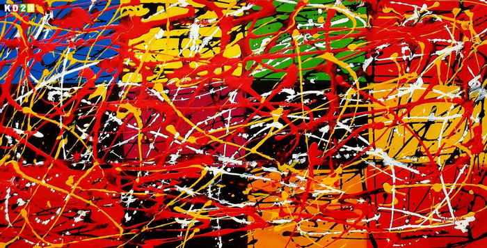 Homage of Pollock - Dripping over cubes f83319 60x120cm abstraktes Ölgemälde handgemalt