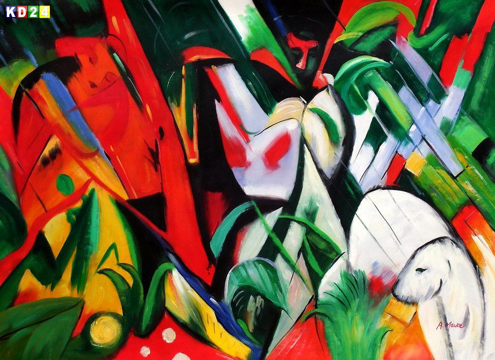 Franz Marc - Im Regen i83371 80x110cm exzellentes Ölgemälde handgemalt