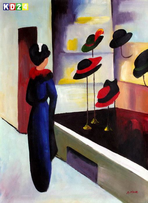 August Macke - Hutladen i83387 80x110cm Expressionismus Ölgemälde handgemalt