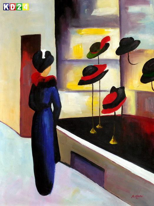 August Macke - Hutladen k83421 90x120cm Expressionismus Ölgemälde handgemalt