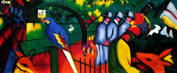 August Macke - Zoologischer Garten t83449 75x180cm exzellentes Ölgemälde handgemalt