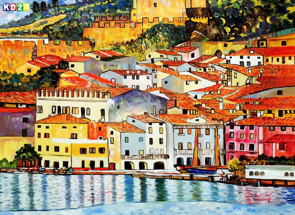 Gustav Klimt - Malcesine am Gardasee i83954 80x110cm Ölbild handgemalt