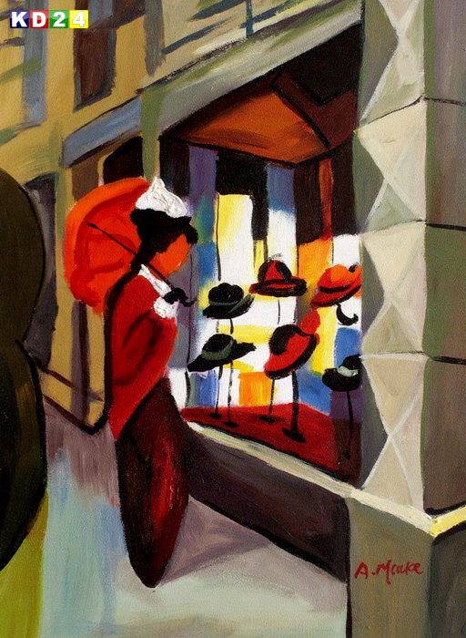 August Macke - Der Hutladen a81967 30x40cm Expressionismus Ölgemälde handgemalt