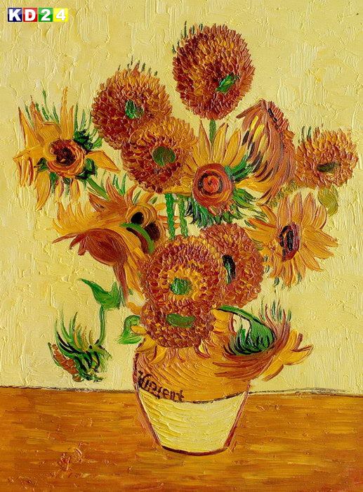 Claude Monet - Vase mit Sonnenblumen a82023 30x40cm exzellentes Ölgemälde handgemalt