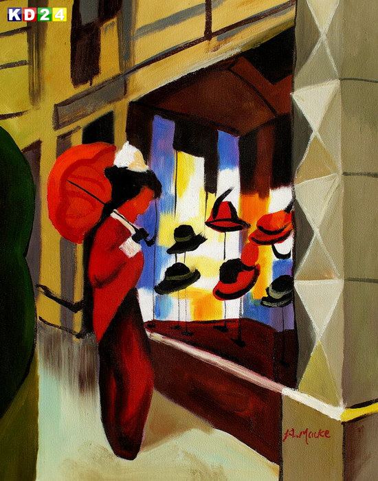 August Macke - Der Hutladen b82047 40x50cm Expressionismus Ölgemälde handgemalt