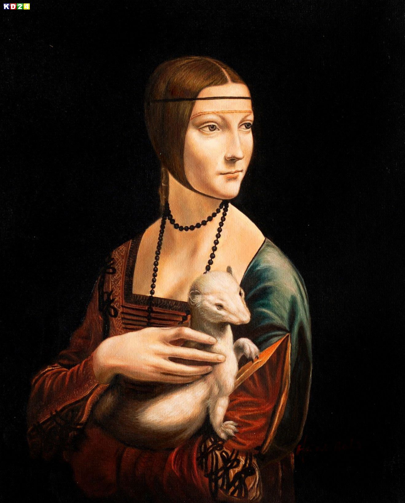 Leonardo da Vinci - Dame mit Hermelin b82957 40x50cm exzellentes Ölgemälde Museumsqualität