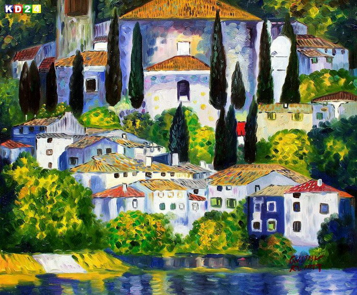 Gustav Klimt - Kirche in Cassone c82692 50x60cm Ölgemälde handgemalt