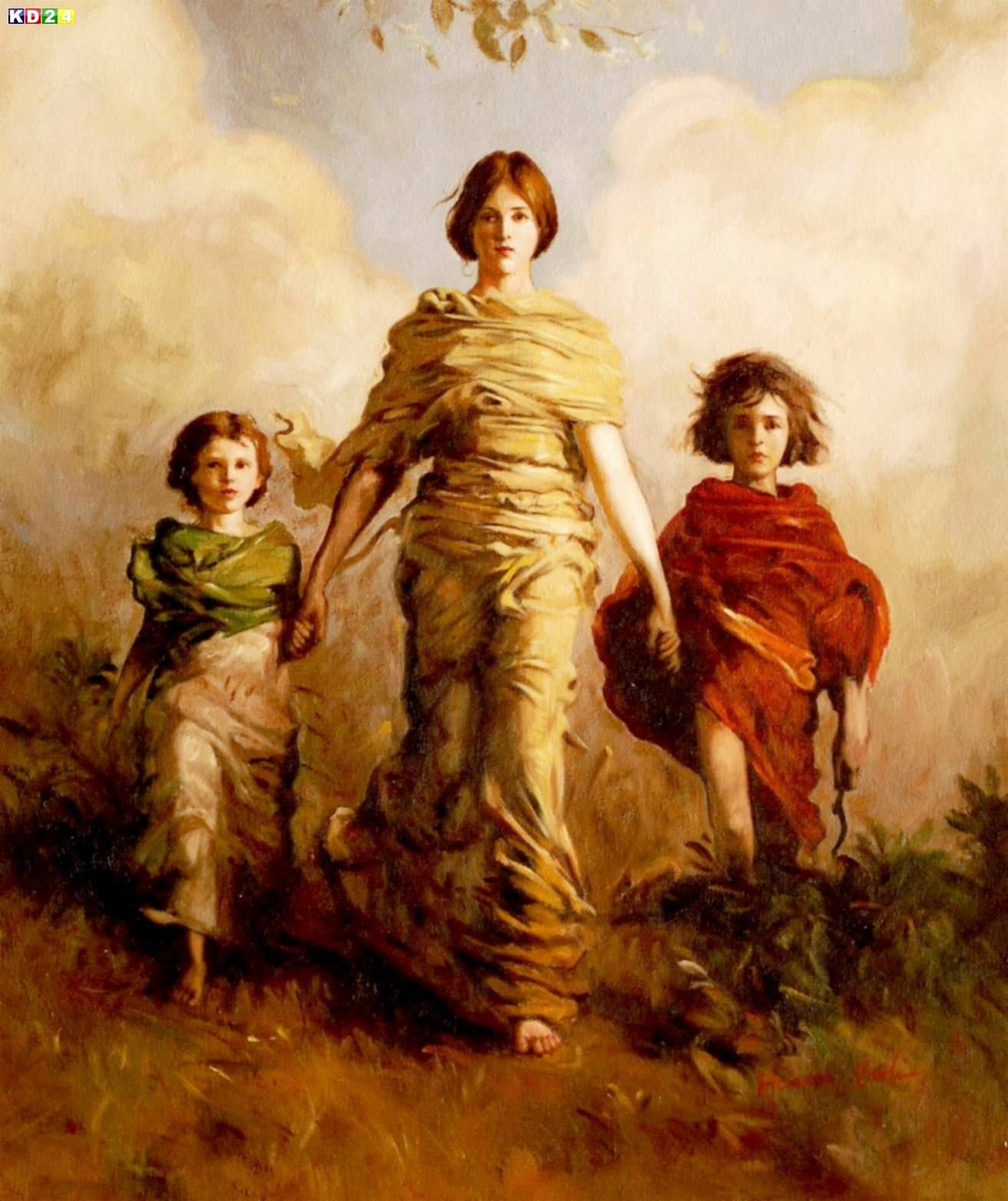 Abbott Thayer - Die Jungfrau c82960 50x60cm eindrucksvolles Gemälde handgemalt Museumsqualität