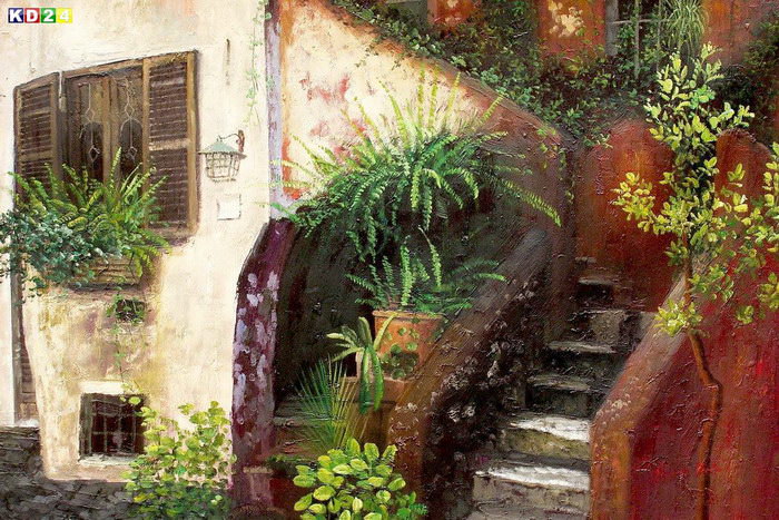 Piazza Terracotta d82750 60x90cm Ölgemälde handgemalt