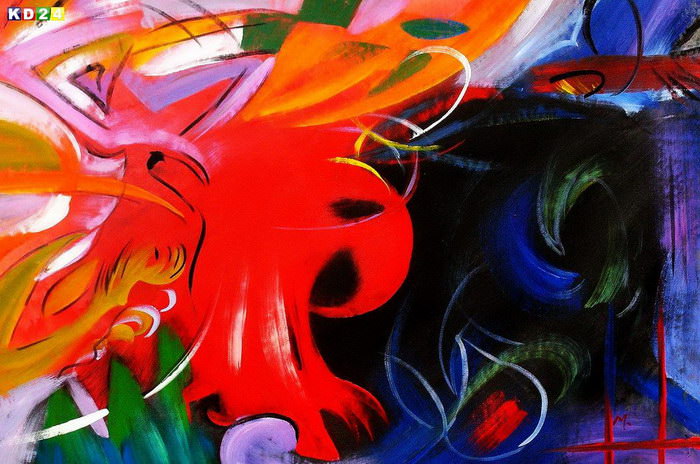 Franz Marc - Fighting Forms d82758 60x90cm Expressionismus Ölgemälde