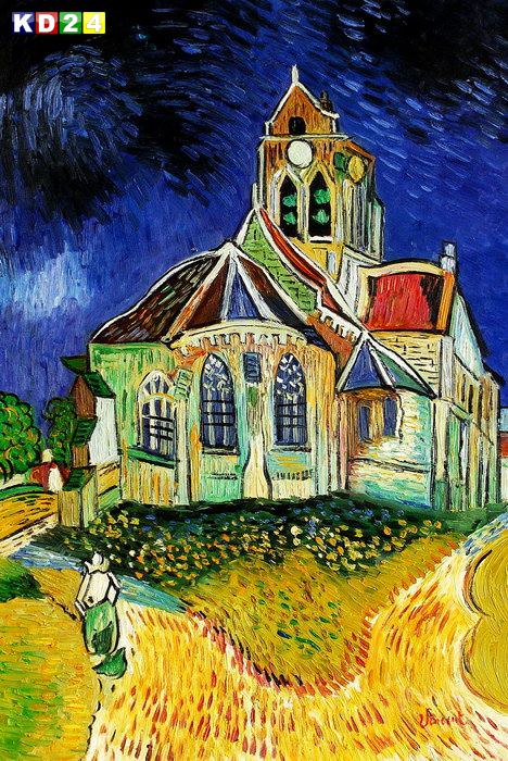 Vincent van Gogh - Kirche in Auvers d82775 60x90cm Ölbild handgemalt