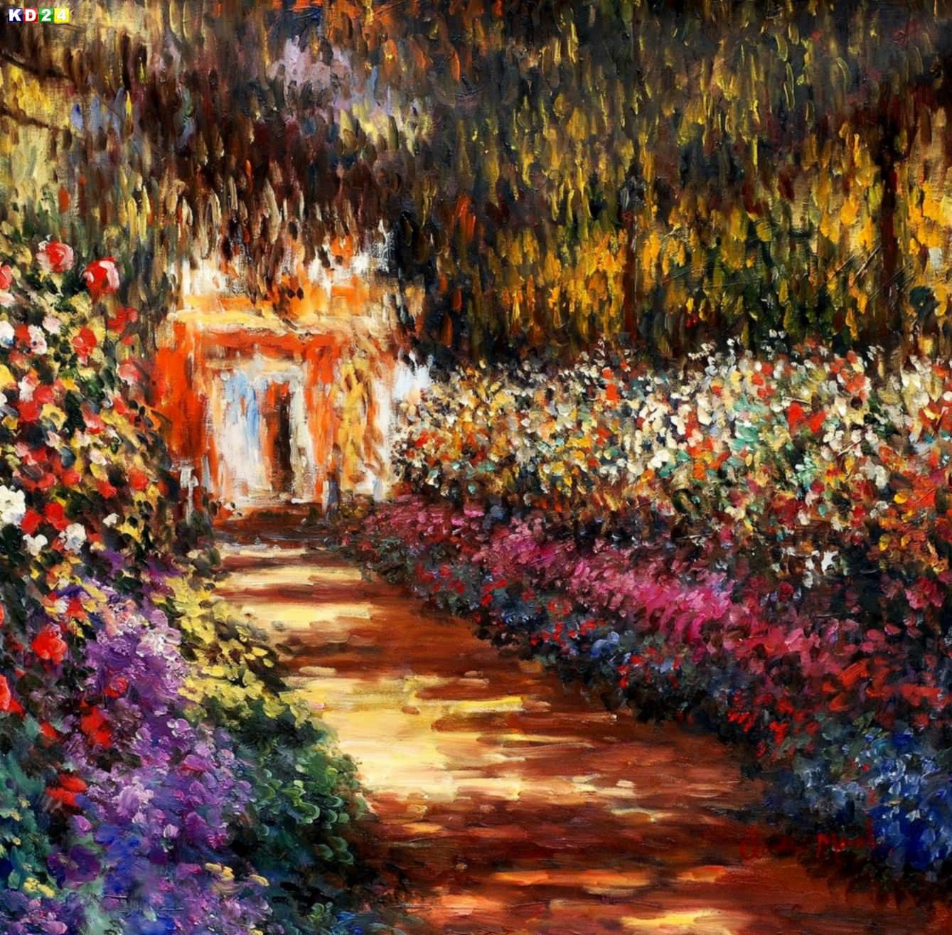 Claude Monet - Blumengarten in Giverny e82936 60x60cm Ölbild handgemalt Museumsqualität