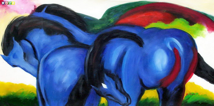 Franz Marc - Große blaue Pferde f82805 60x120cm exzellentes Ölgemälde