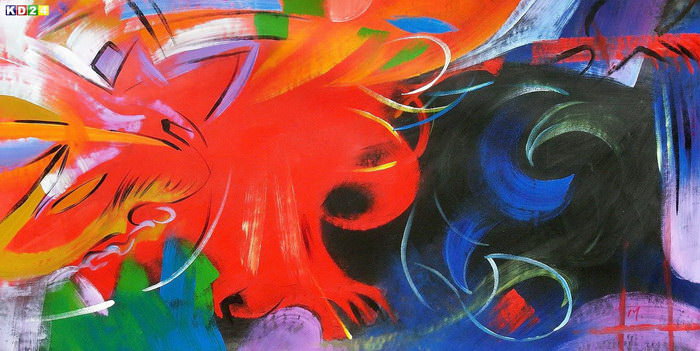 Franz Marc - Fighting Forms f82807 60x120cm Expressionismus Ölgemälde