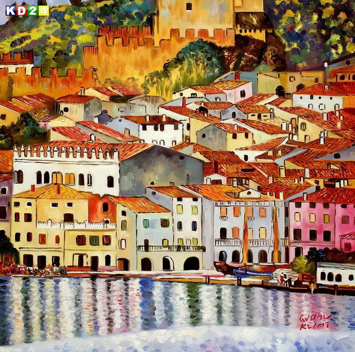 Gustav Klimt - Malcesine am Gardasee g82811 80x80cm Ölbild handgemalt
