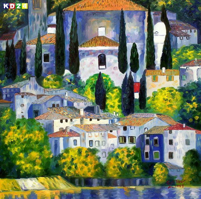 Gustav Klimt - Kirche in Cassone g82816 80x80cm Ölgemälde handgemalt