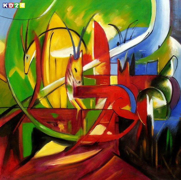 Franz Marc - Gazellen g82822 80x80cm Expressionismus Ölgemälde