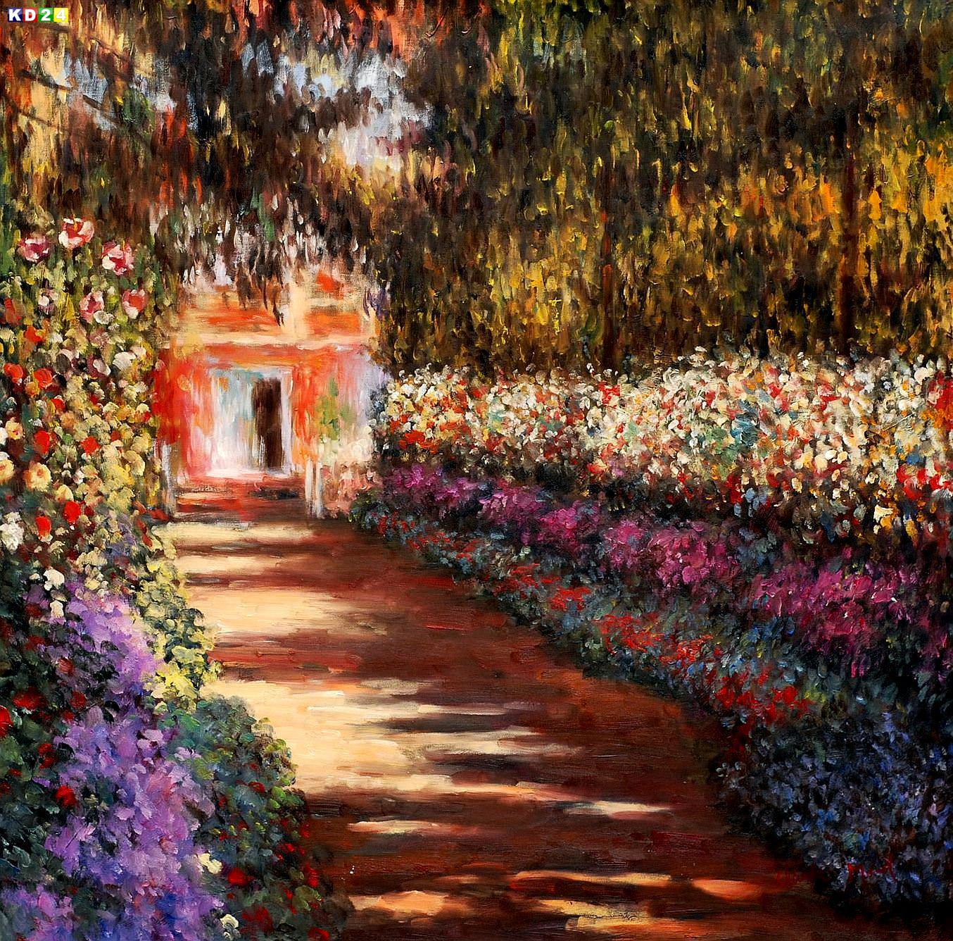 Claude Monet - Blumengarten in Giverny g82946 80x80cm Ölbild handgemalt