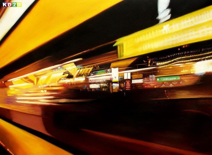 Modern Art - Berlin Tag und Nacht i82859 80x110cm Modern Art Ölgemälde handgemalt