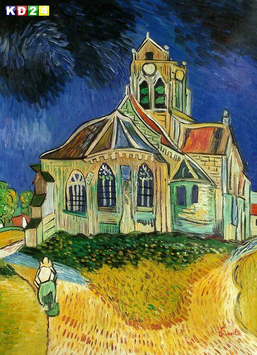 Vincent van Gogh - Kirche in Auvers i82863 80x110cm Ölbild handgemalt
