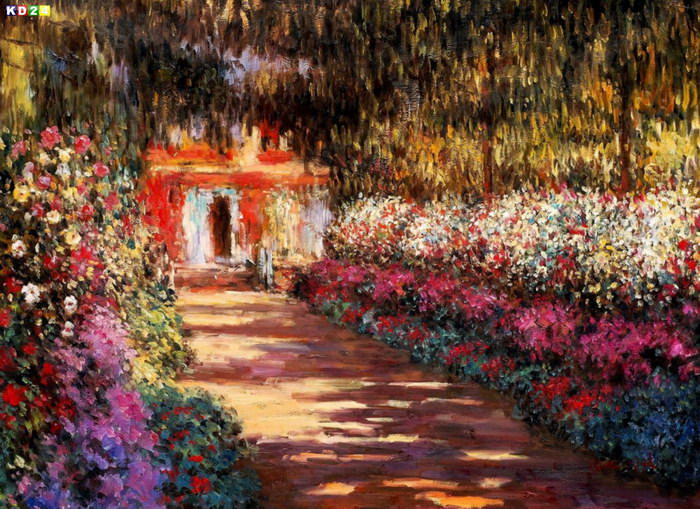 Claude Monet - Blumengarten in Giverny i82949 80x110cm Ölbild handgemalt