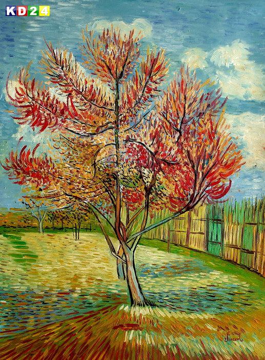 Vincent Van Gogh - Blühender Pfirsichbaum k82892 90x120cm Ölbild handgemalt