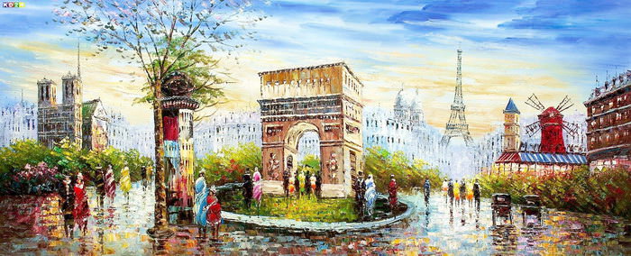 Modern Art Pariser Stadtleben im Sommer t82911 75x180cm Ölgemälde handgemalt
