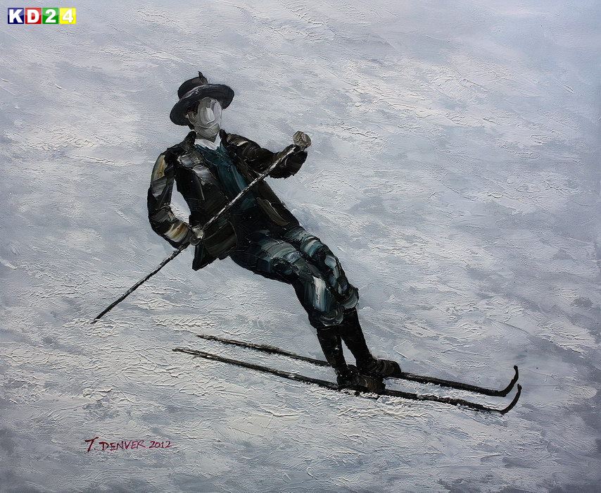 Abstrakt - Skifahrer in Winterberg c82485 50x60cm abstraktes Gemälde