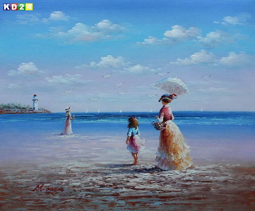 Sylt - Kinder am Strand c82495 50x60cm traumhaftes Ölgemälde