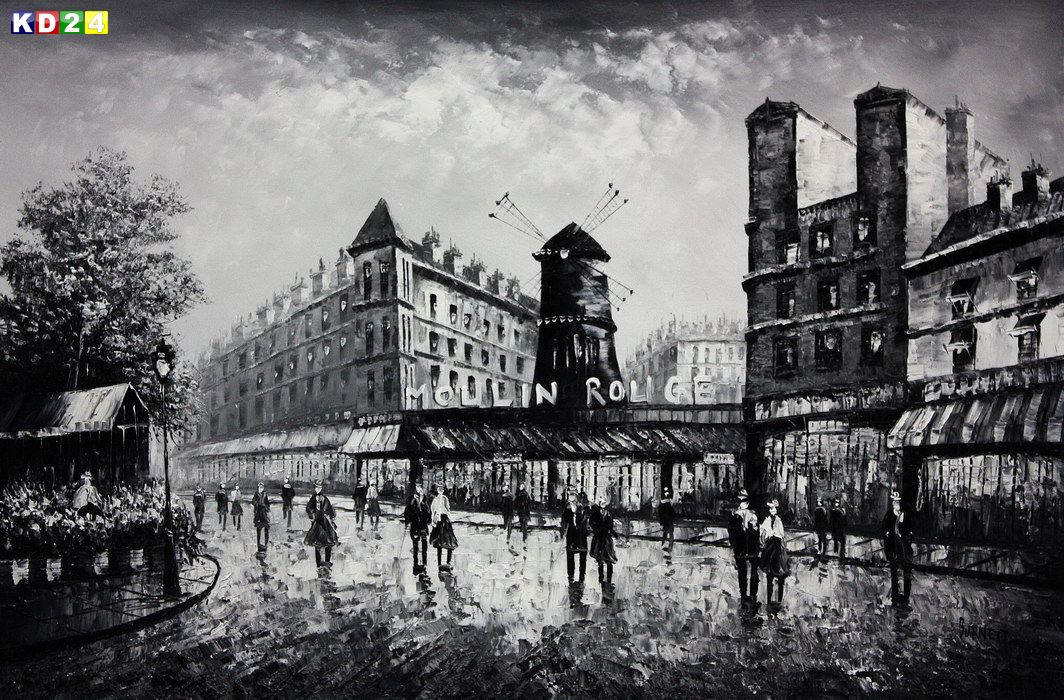 Modern Art Paris Moulin Rouge d82407 60x90cm abstraktes Ölbild handgemalt