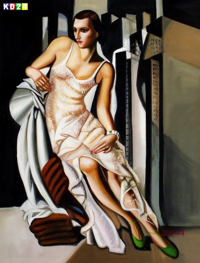 Homage of T. de Lempicka - Portrait der Madame Allan Bott a81768 30x40cm Ölbild handgemalt