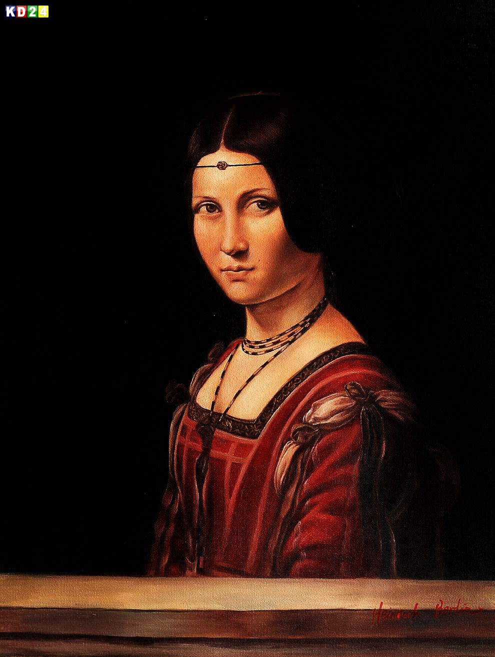 Leonardo da Vinci - Portrait der Lucrezia Crivelli b81950 40x50cm meisterhaftes Ölbild Museumsqualität