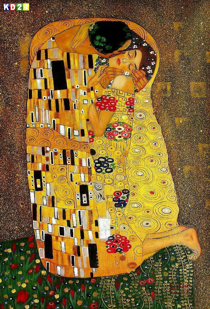 Gustav Klimt - Der Kuss d81825 60x90cm Jugendstil Ölgemälde handgemalt
